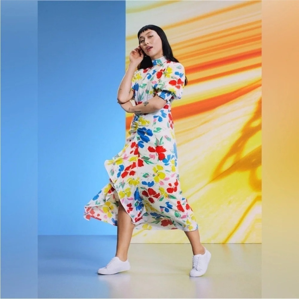 RIXO X Target Collab Mock Neck White Floral Dress Size 6 NWT